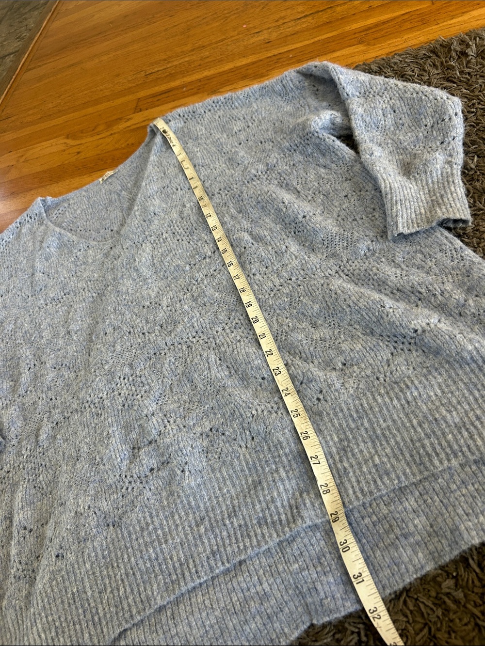 Intimately Free People C.O.Z.Y. Pointelle Light Blue Oversized Knit Sweater XS/S - Picture 6 of 11